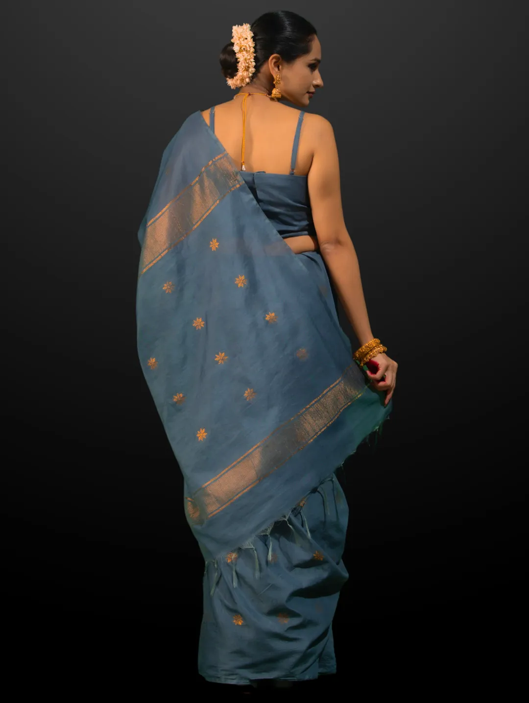 Tanvi Grey Soft Silk Blend Bhagalpur Saree with Blouse Fabric