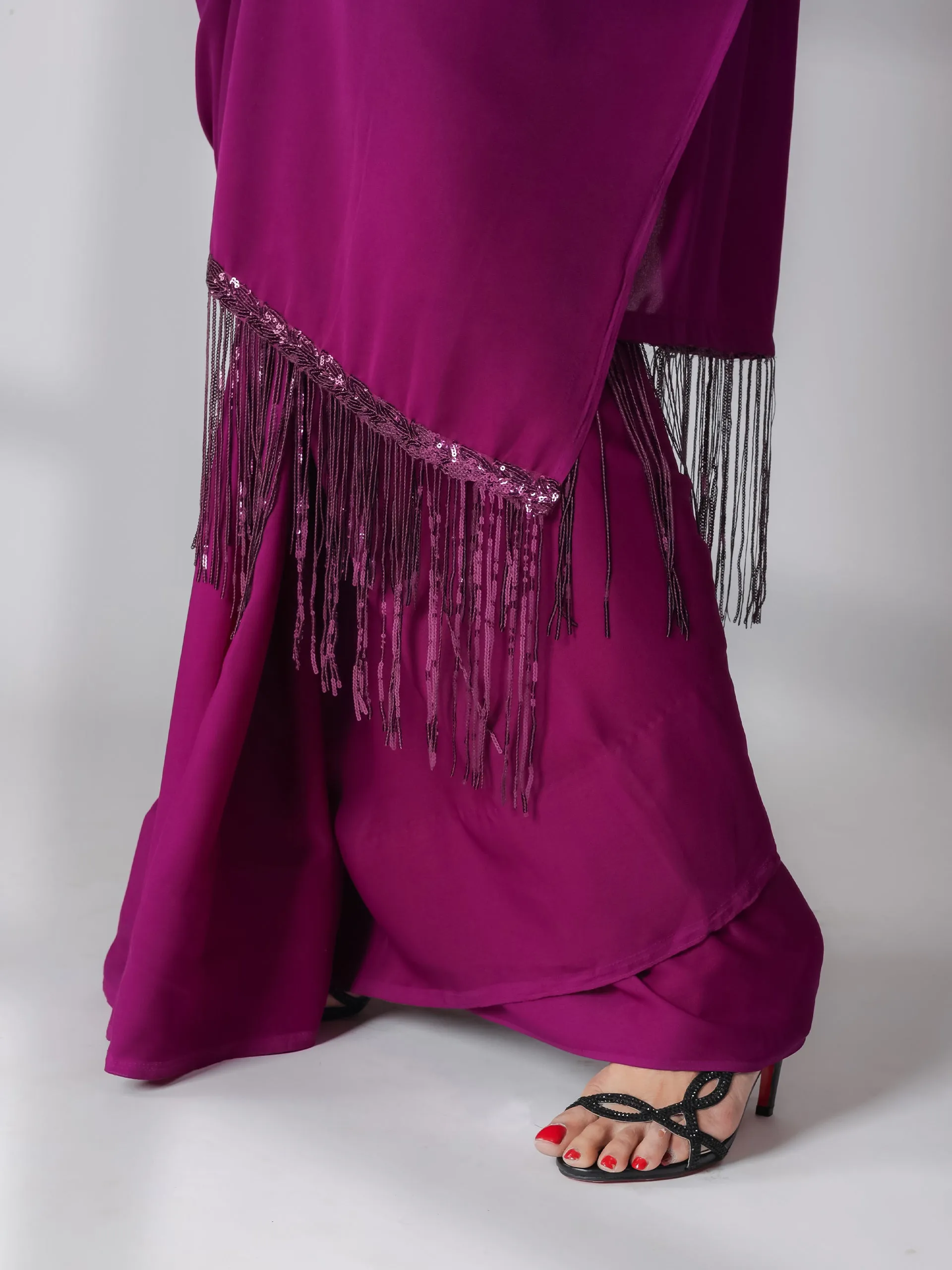 The Cocktail Plum Saree With Blouse Fabric