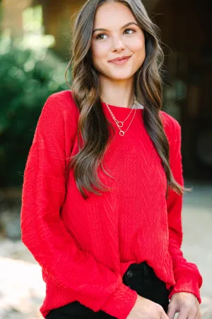 The Slouchy Red Cable Knit Top