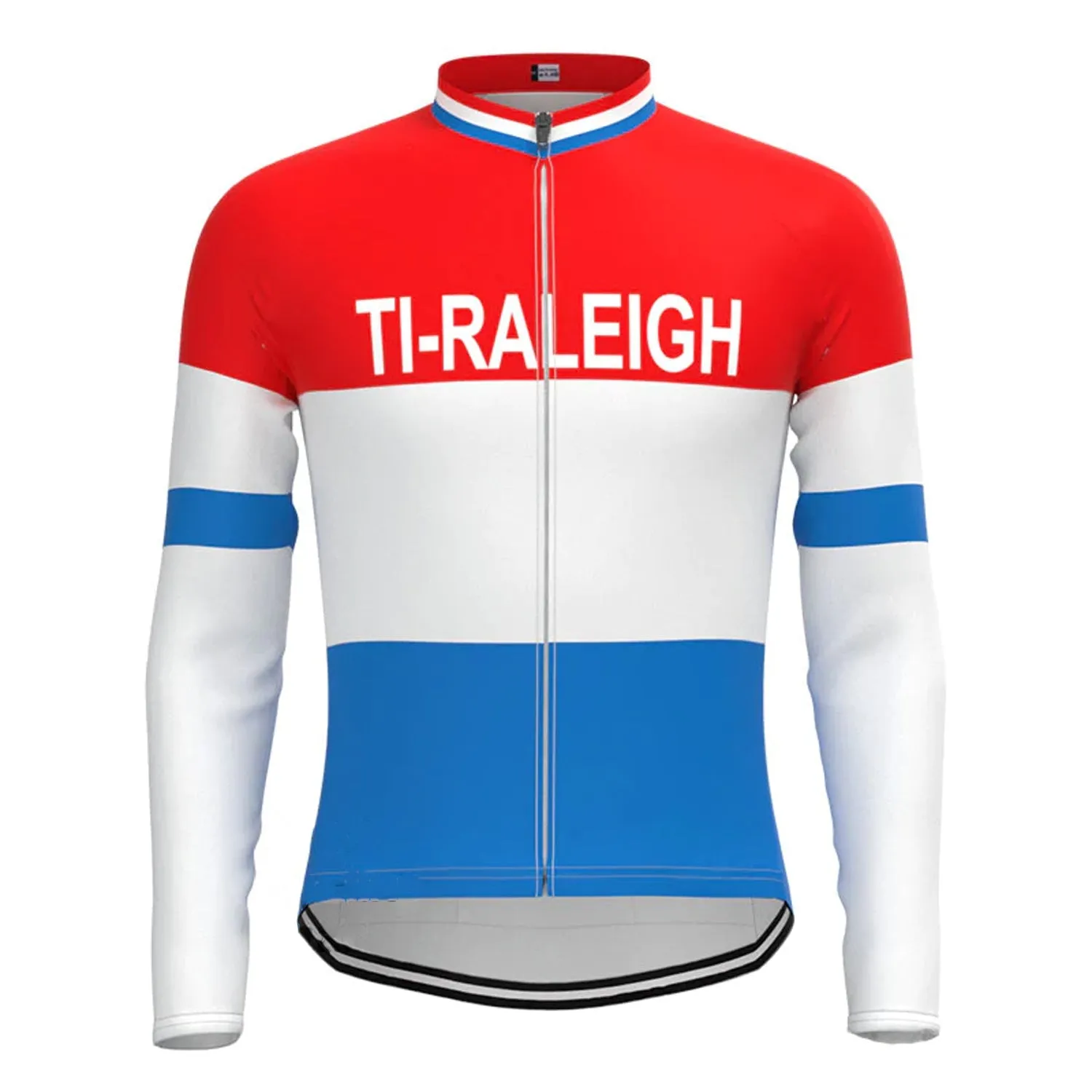 TI Raleigh Red Blue Vintage Long Sleeve Cycling Jersey Top