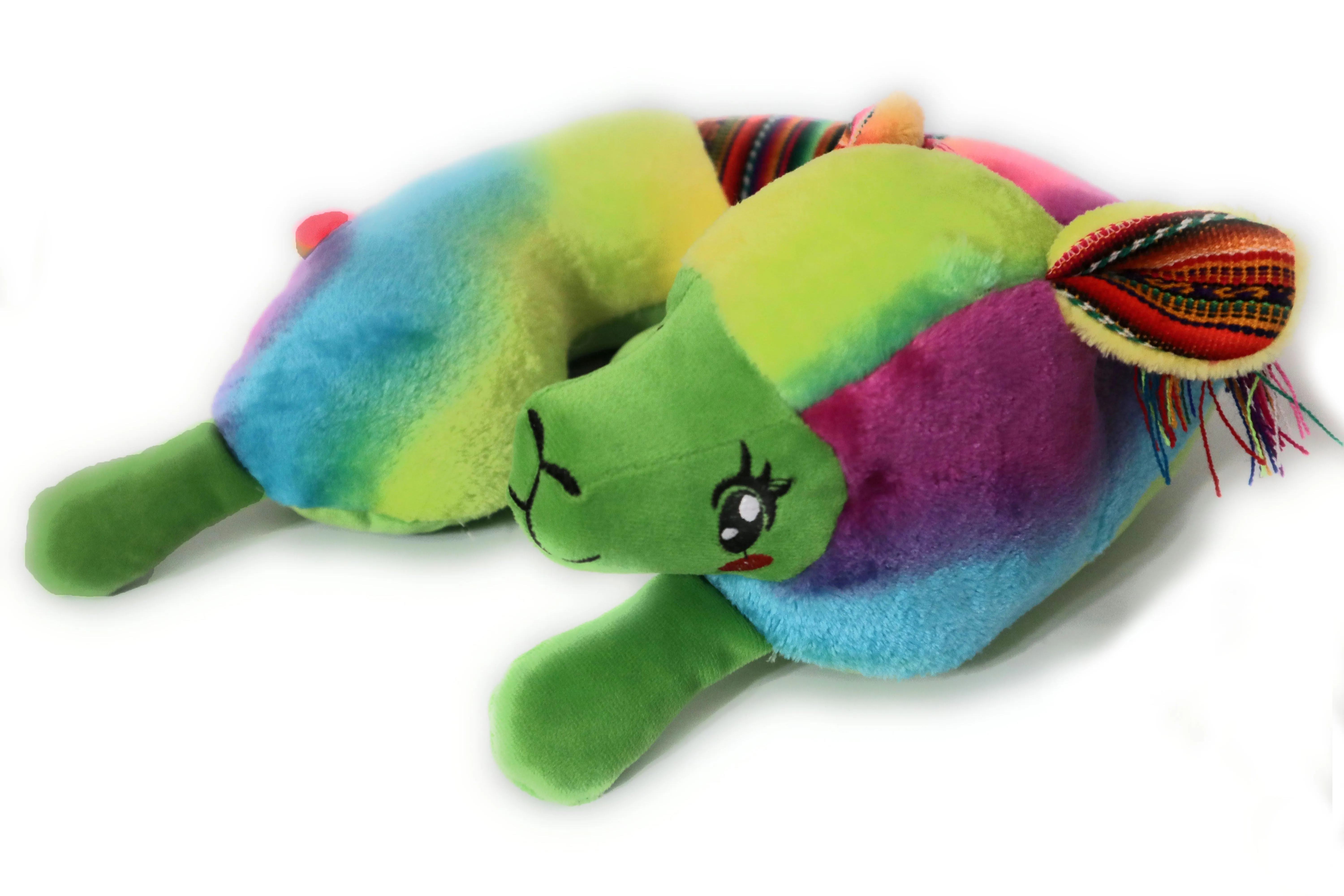 Travel Pillow Llama Shape Essential for Airplane Travel and Road Trips Green Color