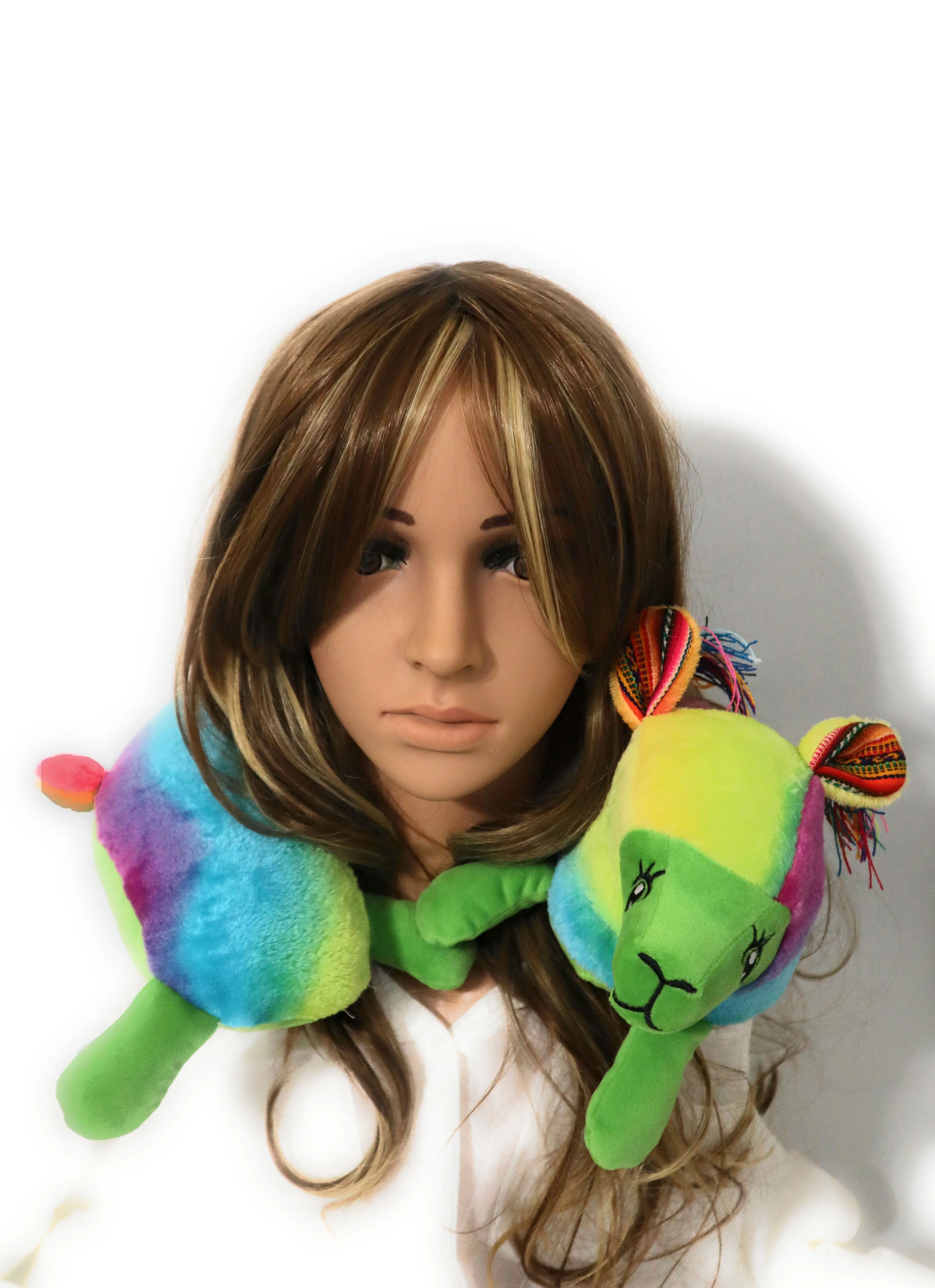 Travel Pillow Llama Shape Essential for Airplane Travel and Road Trips Green Color