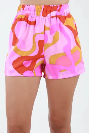 Tulum Dreaming Colorblock Shorts -Pink