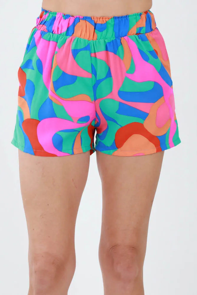 Tulum Dreaming Colorblock Shorts -Pink