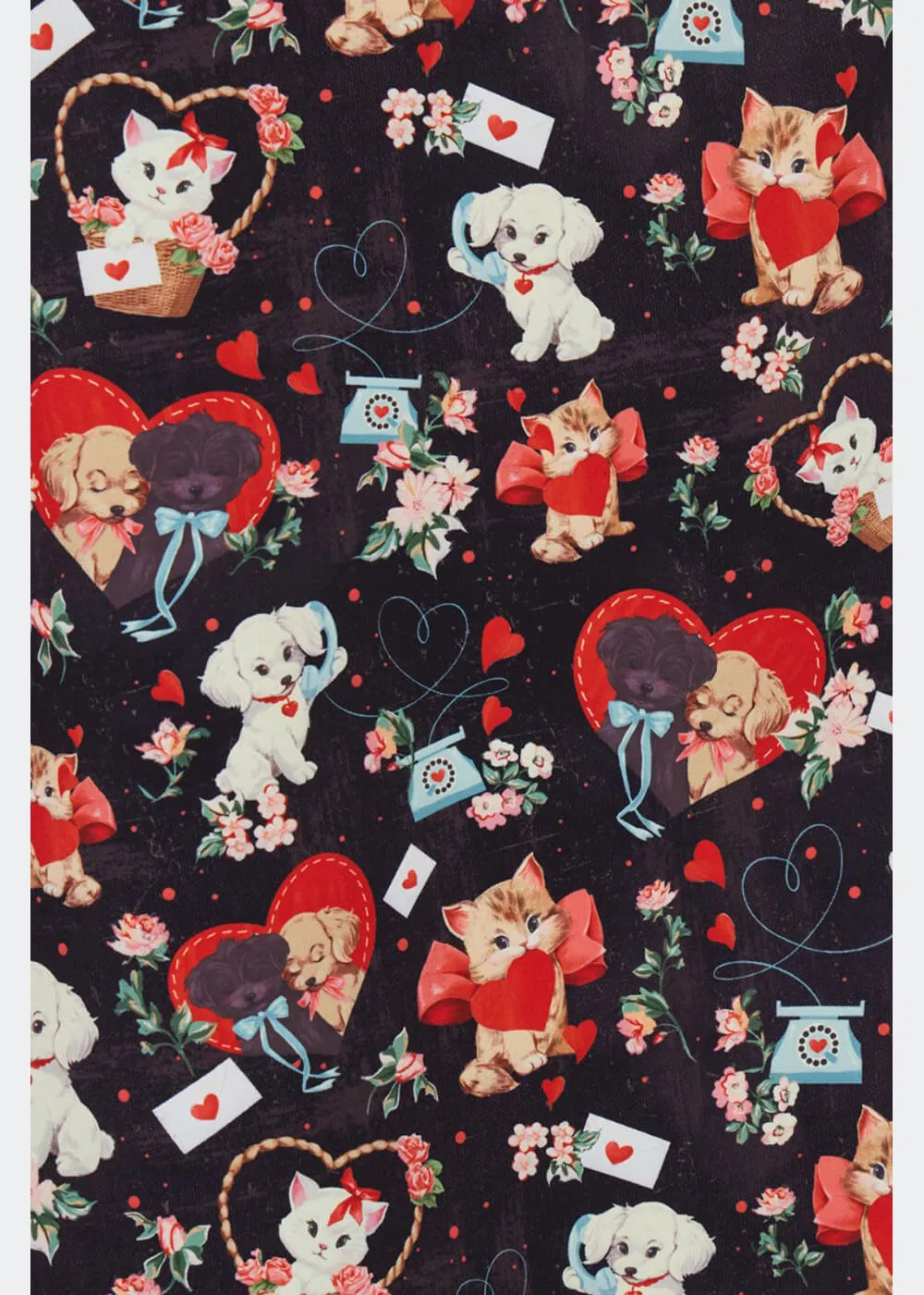 Voodoo Vixen Puppy And Kitten Valentines Skirt Black