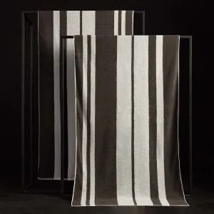 Wide Stripe Beach Towel - Safari/Pearl Grey