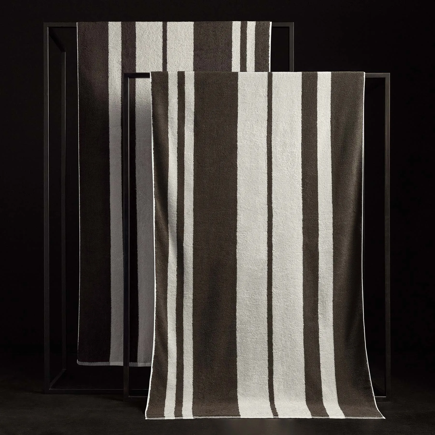 Wide Stripe Beach Towel - Safari/Pearl Grey