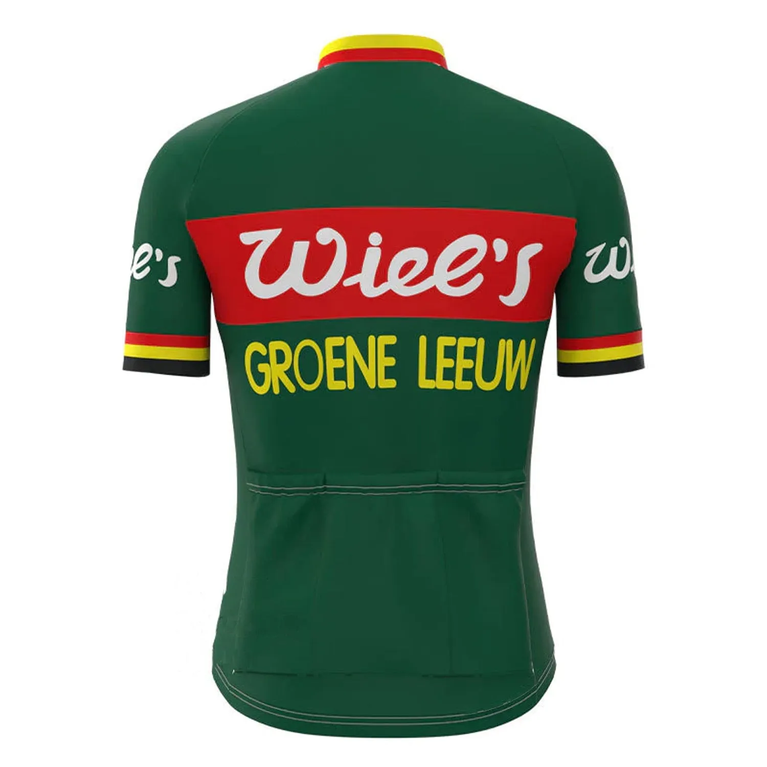 Wiee's Groene Leeuw Green Vintage Short Sleeve Cycling Jersey Top