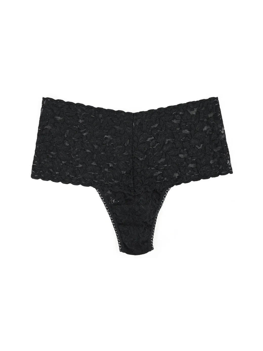 Wrapped Retro Signature Lace Thong In Black - Hanky Panky
