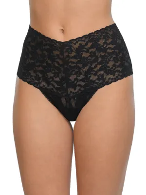Wrapped Retro Signature Lace Thong In Black - Hanky Panky