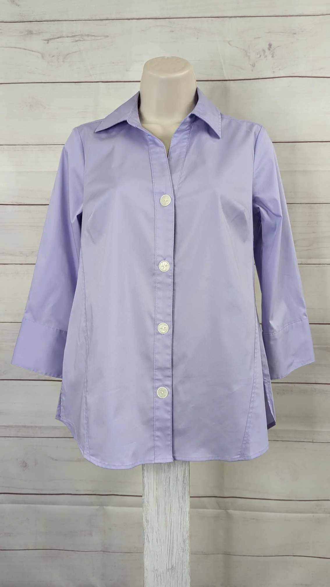 XLARGE LILAC A596282 Denim & Co. Coolmax Cotton Shirt