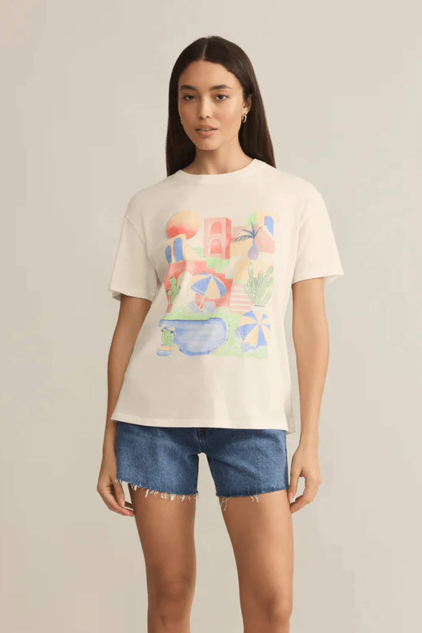 Z Supply: Fun & Sun Boyfriend Tee in Sea Salt
